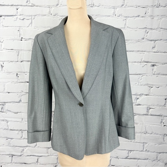 Lafayette 148 Petite Blazer Wool Single Button Front Gray Size 6 Career Office - Picture 1 of 10
